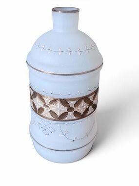 Antique Vanity Jar with Gold Floral Band satin glass